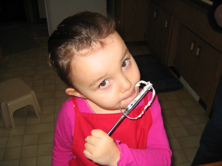 I tuaght her how to properly lick the frosting off the beaters.