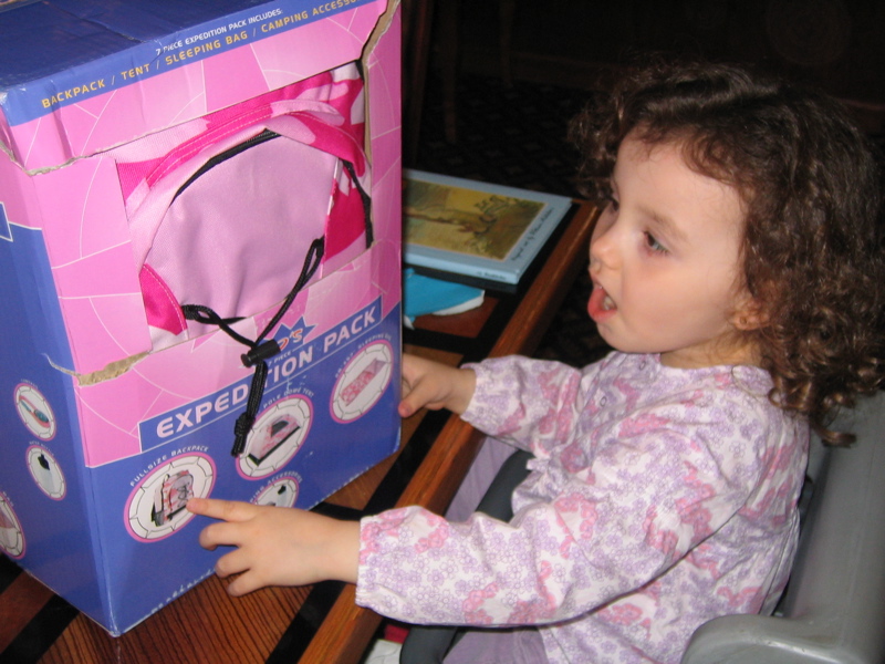 Camping kit. She loves the binoculars.