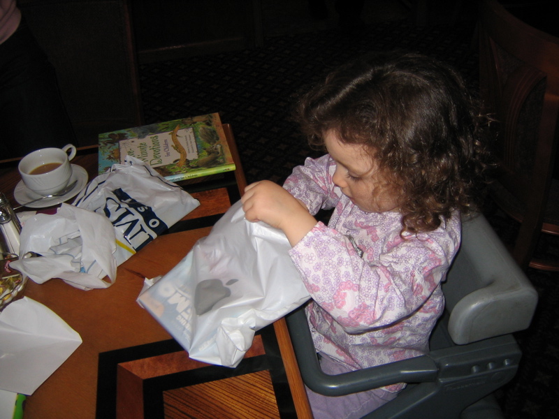 Her first Apple Store gift, a Finding Nemo video game.