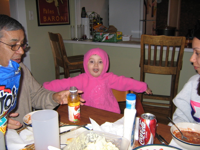 She was really wired, and even goofy at the dinner table. 