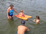 Pulling Valerie on the water sled. 