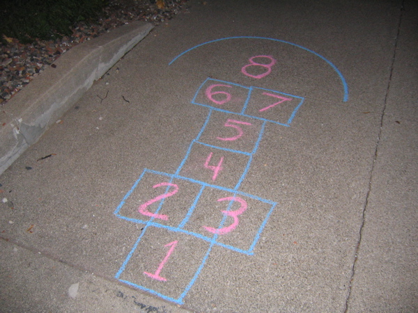 Then secondly... she made me play hop scotch. 