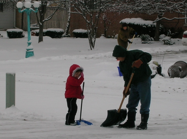 She helped grandpa shovel snow