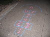 Then secondly... she made me play hop scotch. 