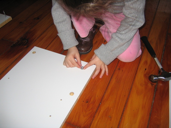 Another project we had was putting together a bookshelf in her room...