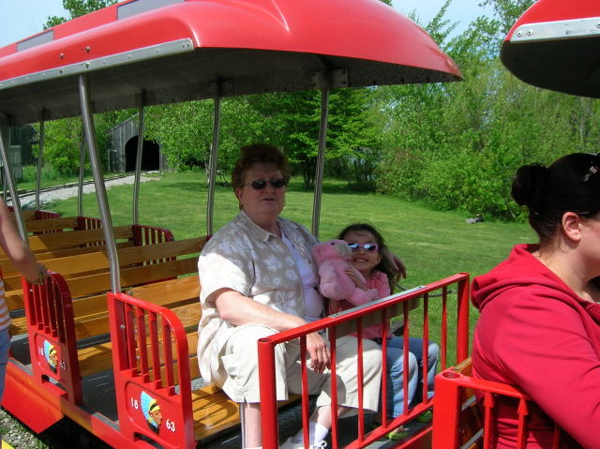 Riding the train with grandma.