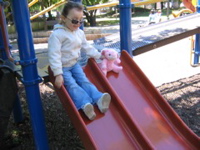 Down the slide with Nono.