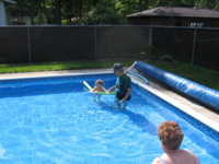 Learning to swim.