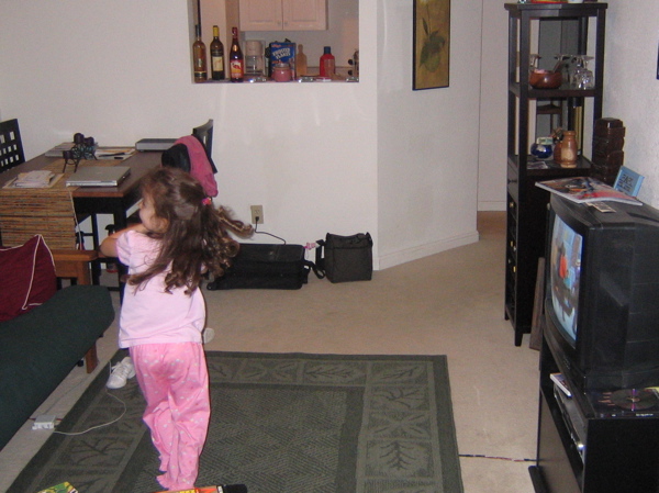 Saturday morning... she danced to the wiggles.