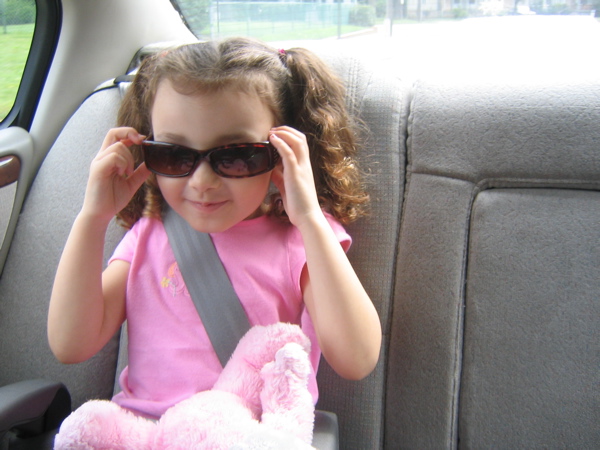 We got ready for the day... she forgot her shades so she wore Heather's. 