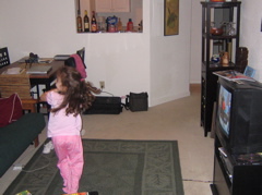 Saturday morning... she danced to the wiggles.