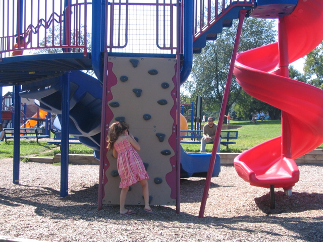 The climbing wall.