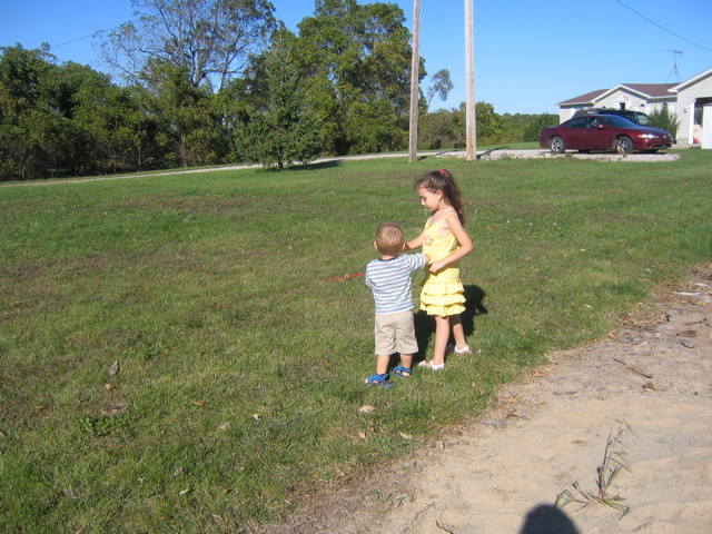 Novali had fun running around playing with the kids at the house.