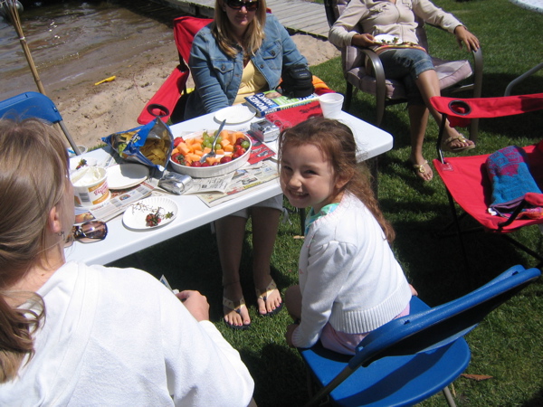 At the lake... we eat... and we don't stop. 