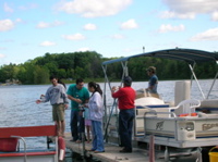 The dock had a lot of fishing action. 