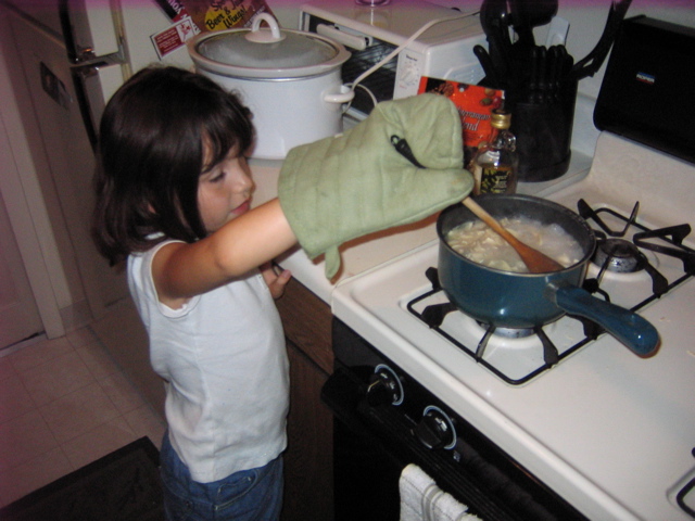 One night her and I cooked dinner for Heather. Pasta butter noodles.