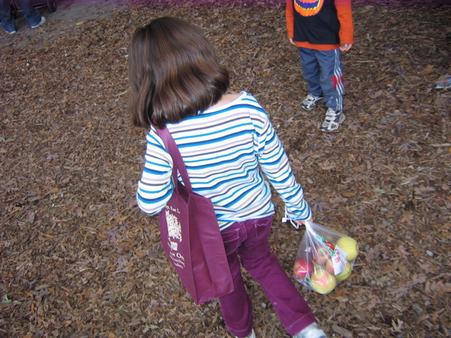 Hauling her loot!