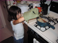 One night her and I cooked dinner for Heather. Pasta butter noodles.