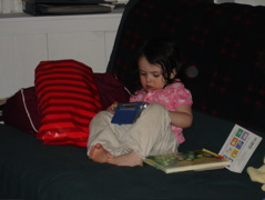 Ayanna on the futon. 