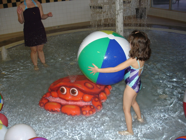 They had a fun pool at the hotel. 