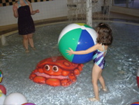 They had a fun pool at the hotel. 