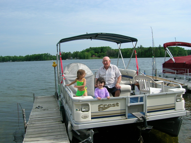 On the boat with great grandpa