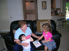 Grandma with her two Saginaw grandkids.