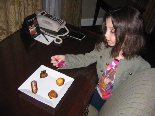 Candies in our room... Novi wanted the flower for her mom.