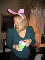Then Novali hid baskets for Heather and I... Heather got some ears. 