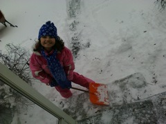 Novali enjoying the things to do in Bad Axe.... shoveling snow...