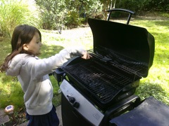 We learned how to turn on the gas, set the heat, and clean the grill. 