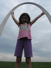 She went and picked up the arch...