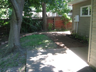 We put new mulch paths down, and I got one set of stairs in so far. 