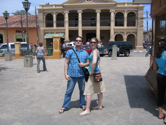 Moe and I taking a funny pic by the government building on the plaza. 