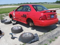 First Divisional race with the SCCA. Getting the wheels changed and ready to run. 